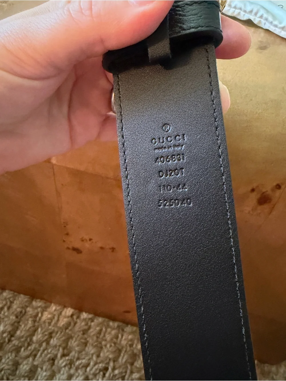 Gucci Black Leather Belt with Gold Double G Buckle